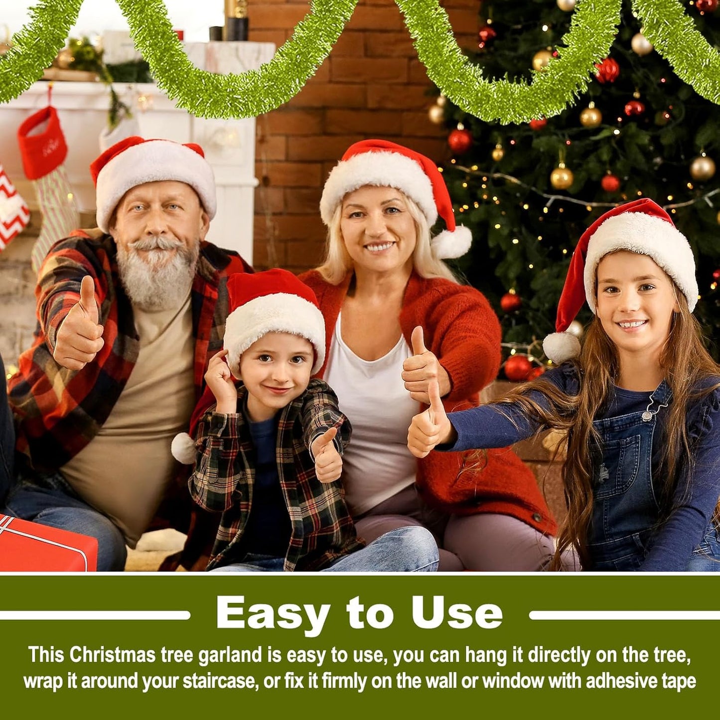 25 Feet Metallic Twist Tinsel Garland - Wall Hanging Backdrop for Parade Floats, Christmas Eve, New Year, Valentine's Day Parties (Light Green, 4in x 25ft)