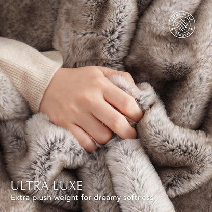 Ultra Soft Luxury Fluffy Mink Faux Fur Throw Blanket, Thick Warm Fall Winter Blankets for Bed, Couch, Cozy Plush Reversible Blanket for Chair, Sofa (Ombré Hazel Brown, 50"x60")