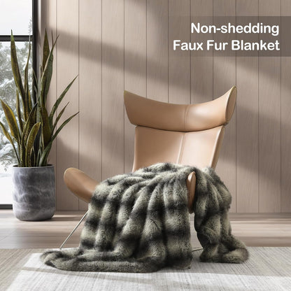 HORIMOTE HOME Luxury Faux Fur Throw Blanket, Non-Shedding 60"x80" Fur Blanket Throw, Ultra Soft Blankets for Bed, Couch and Sofa, Premium Soft, Thick Fluffy Throws, Gray Black Stripes