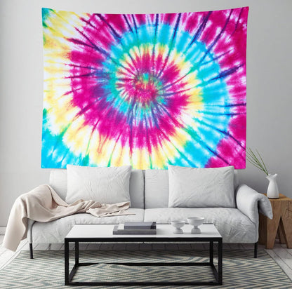 BELECO Tie Dye Tapestry Wall Hanging Fabric 60x40 Inch Colorful Spiral Tie Dye Tapestry Hippi 60s Themed Party Decorations Rainbow Tapestry Art Wall Decor for Bedroom Aesthetic Living Room Dorm