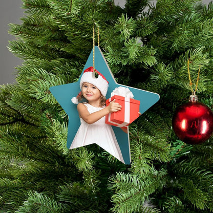 Personalized Christmas Ornaments,2025 Ceramic 3” Photo Frame Ornament w/Any Picture and Text - 3 Shape Options,Double Sided - Custom Xmas Ornament Picture Frame for Christmas Tree,Xmas Ornaments