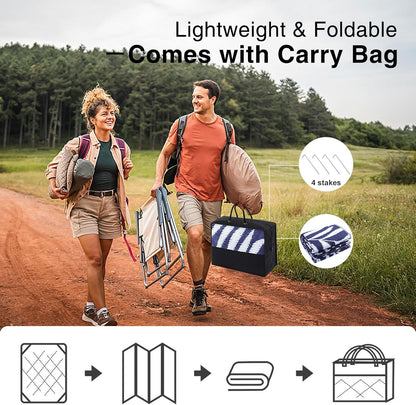 OLANLY Waterproof Outdoor Rug 9x12 ft, Reversible Outdoor Plastic Straw Rug with Leaf Pattern, RV Mat, Indoor Outdoor Carpet for Patio, Camping, Balcony, Deck, Backyard, Navy & White