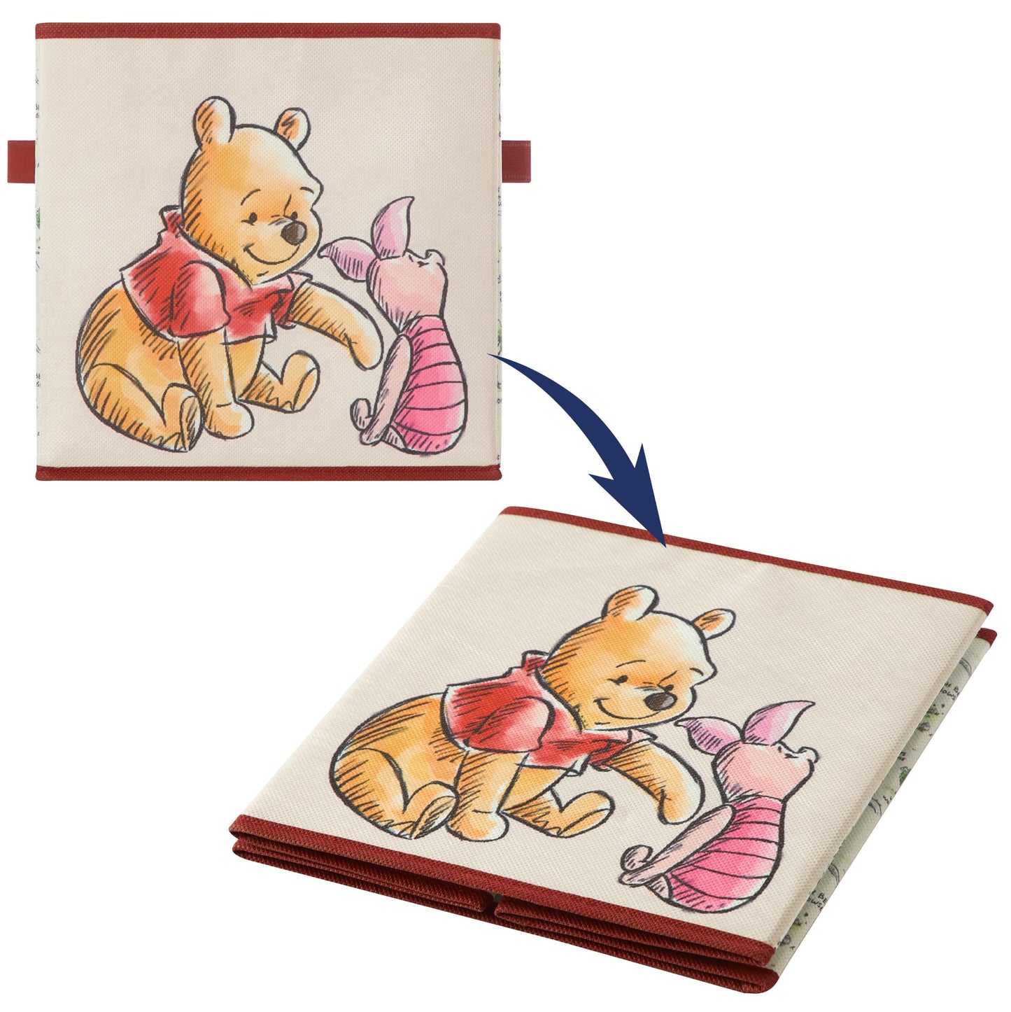 Disney Winnie the Pooh Storage Cubes, Set of 2 Fabric Storage Bins with Handles, 10x10 Collapsible