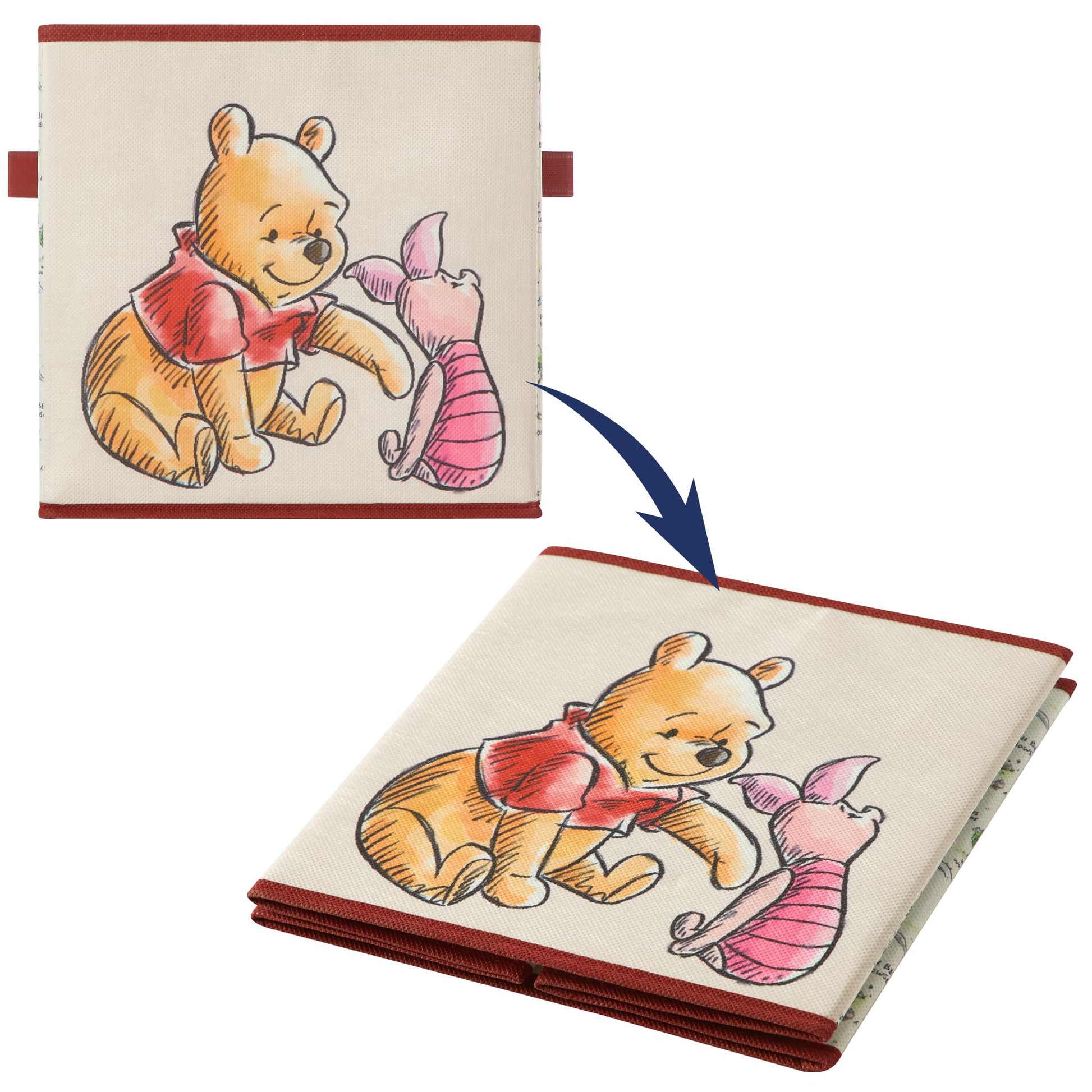 Disney Winnie the Pooh Storage Cubes, Set of 2 Fabric Storage Bins with Handles, 10x10 Collapsible