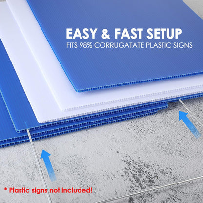 12 Pcs H Stakes for Yard Signs 24'' x 10'' Metal Heavy Duty H Frame Lawn Wire Stakes Weatherproof Metal Sign Holder Bulk for 4mm 5mm Corrugated Signs Board Guidepost Yard House Garden Decor