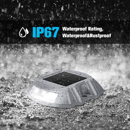 VOLISUN Solar Deck Lights, 20-Pack Led IP67 Waterproof Outdoor Warning Step Lights for Driveway, Sidewalk, Garden Pathway, Yard (White)