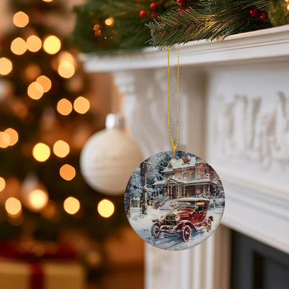 Vintage Christmas Ceramic Ornament Gifts, Retro Winter Christmas Decorative Hanging Ornaments for Xmas Tree Holiday Party Decoration, Winter Xmas Tree Decorations