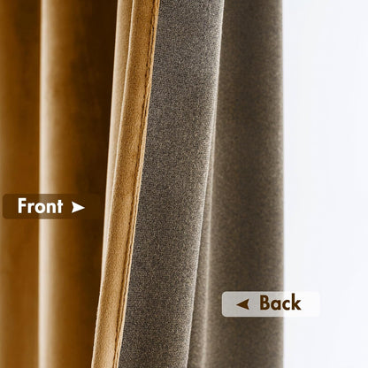 MIULEE Golden Brown Velvet Curtains Thermal Insulated Blackout Curtain Drapes for Bedroom Living Room Darkening 90 Inches Long Curtains Panels Rod Pocket Set of 2