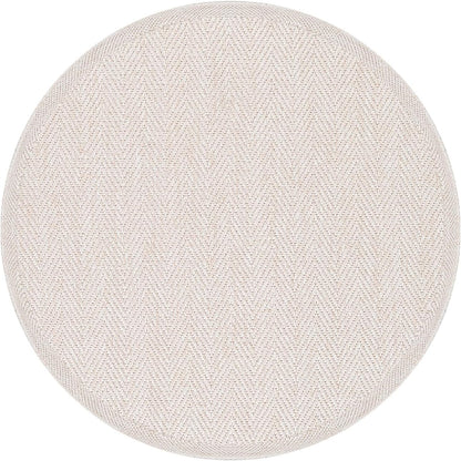 CAMILSON Easy Jute Round Rug 4ft Indoor Outdoor Off-White Color Fiber Area Rugs for Living Room and Patio Rug Herringbone Boho Woven Design Easy-Cleaning Washable Outside Carpet Alfombras (4 Round)