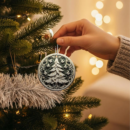 Jabihome Christmas Ornaments 2025, Exchange for Women, Men, Collectible Dated Year Ornaments for Tree, Unique Acrylic Suncatcher, Printed Stained Glass Effect Decor (Swirl Pine)