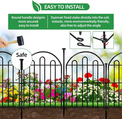 32 Pack Decorative Garden Fence, 26in x 34.6ft Arched No Dig Animal Barrier Fence for Dog Rabbit, Garden Edging Border, Rustproof Metal Ground Stake Border Fencing Panel for Outdoor Yard Patio Decor