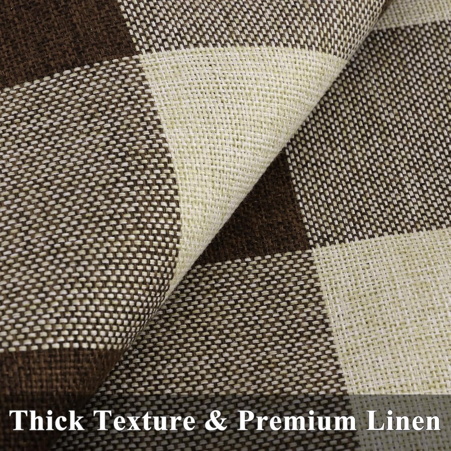 decorUhome Buffalo Plaid Check Throw Pillow Covers 16x16 Set of 2, Outdoor Decorative Farmhouse Neutral Pillow Covers with Stitched Edge for Bed Couch Sofa, Brown and Beige