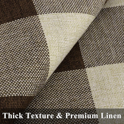decorUhome Buffalo Plaid Check Throw Pillow Covers 18x18 Set of 2, Outdoor Decorative Farmhouse Neutral Pillow Covers with Stitched Edge for Bed Couch Sofa, Brown and Beige