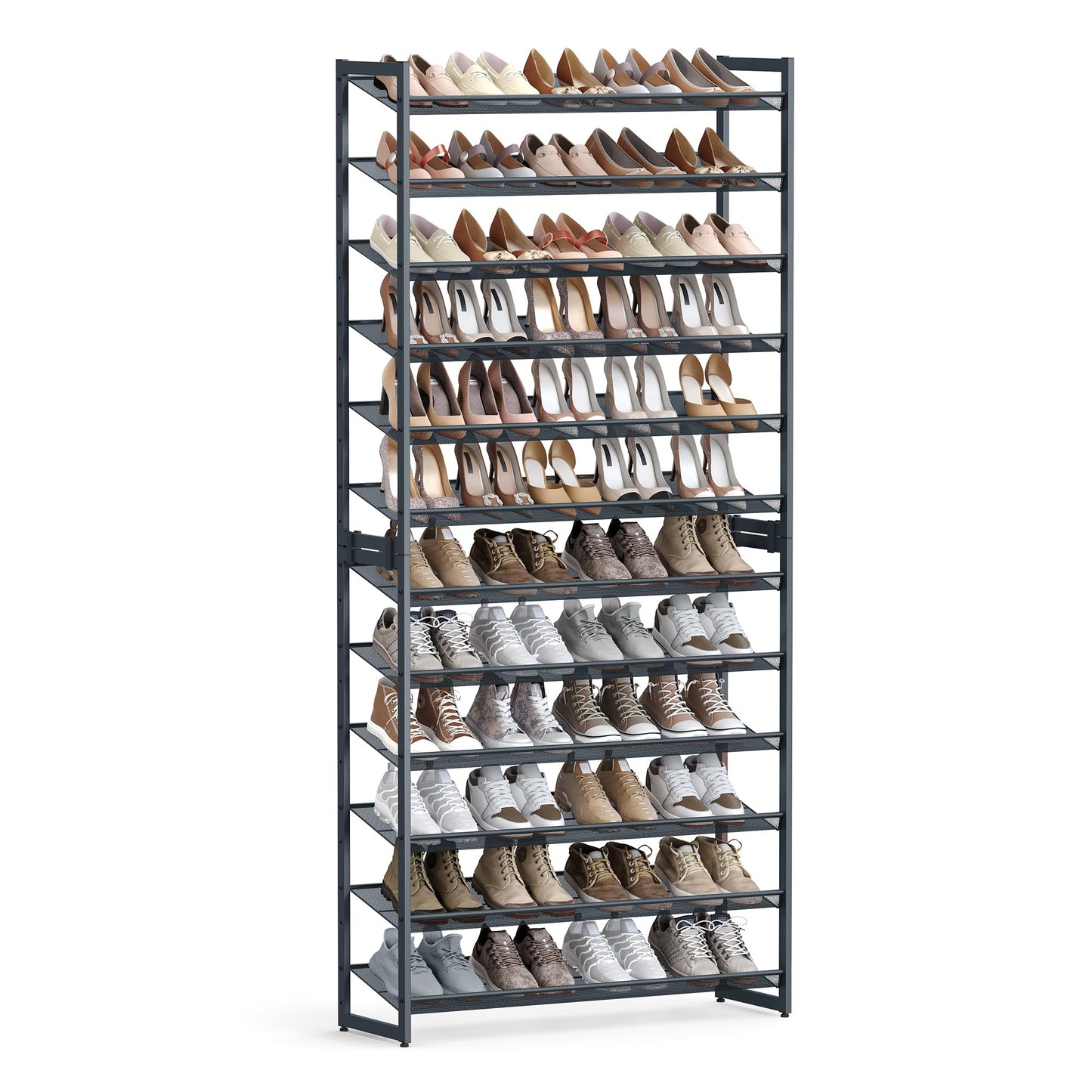 SONGMICS 12-Tier Stackable Shoe Shelf Set, Metal Shoe Storage for Garage, Entryway, with Adjustable