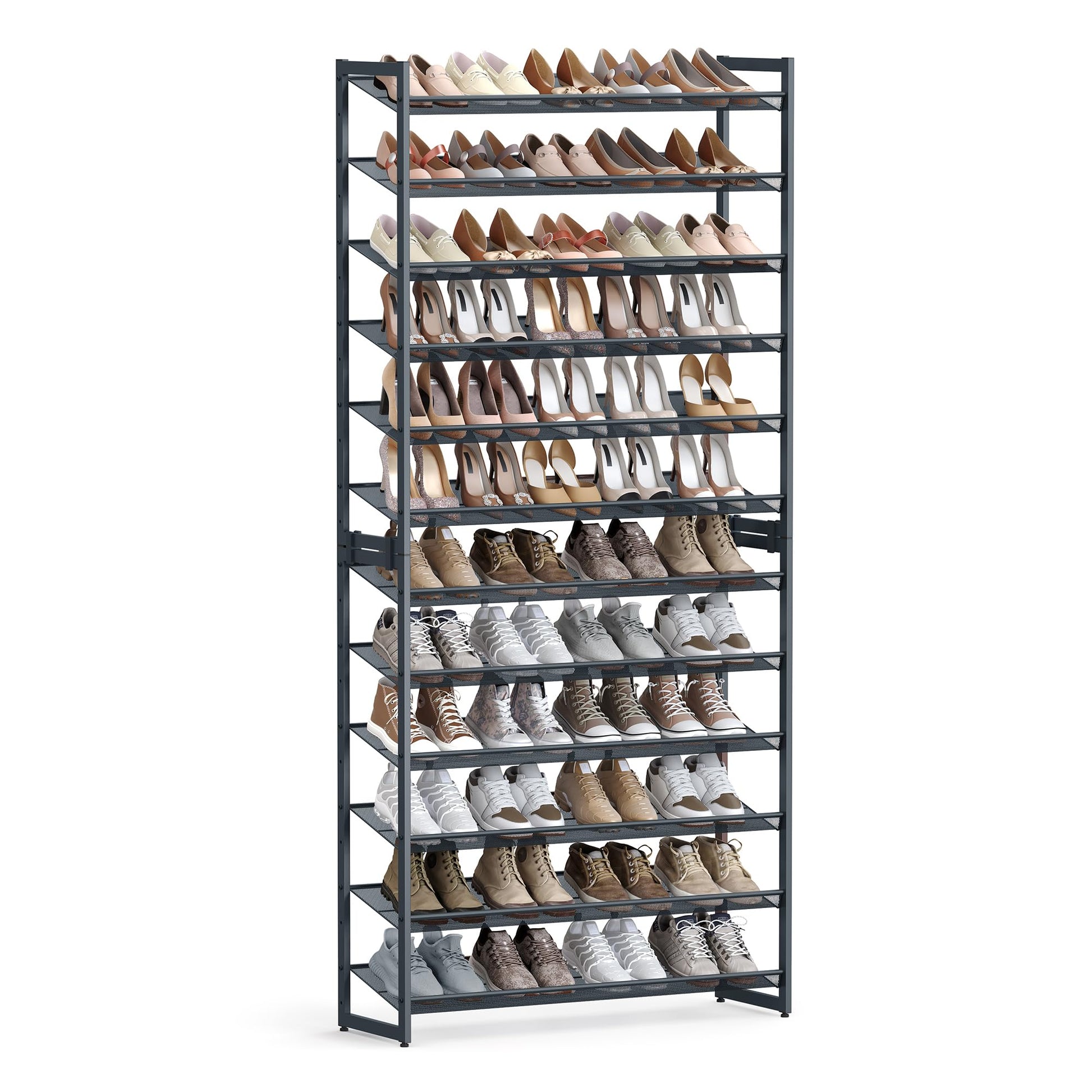 SONGMICS 12-Tier Stackable Shoe Shelf Set, Metal Shoe Storage for Garage, Entryway, with Adjustable