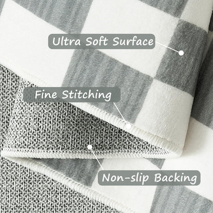 jinchan 4x6 Checkered Area Rugs for Kids Room - Machine Washable Soft Rug Modern Geometric Lattice Non-Slip Carpet for Nursery Playroom Bedroom Entryway Living Room Dining Room Home Office Grey