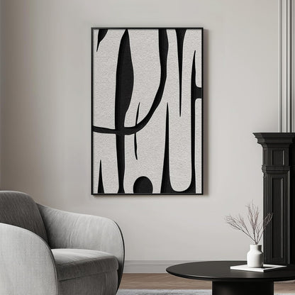 Framed Black and White Abstract Wall Art, Modern Large Canvas Paintings Artwork for Walls, Minimalist Abstract Lines Art Prints Pictures for Living Room Hallway Bedroom Office Bathroom Art Wall Decor 24x36 Inch