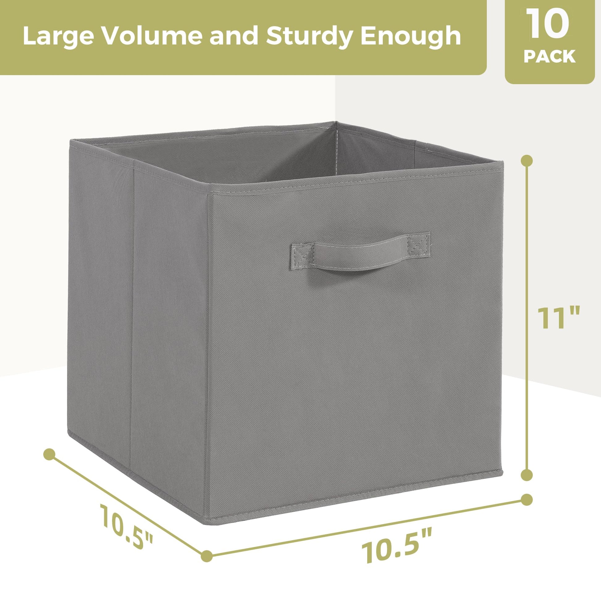 STORAGEIDEAS Storage Cubes, 11 Inch Cube Storage Bins, Set of 10, Fabric Foldable Storage Bins With