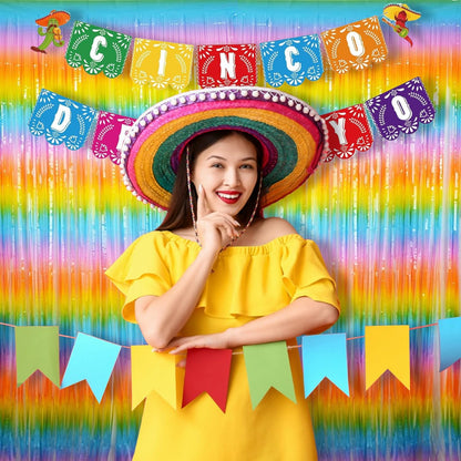 BRAVESHINE Colourful Tinsel Foil Fringe Curtains - 2Pcs 3.2x8.2ft Holidays Photo Booths Party Streamers Backdrop for Easter Princess Pastel Unicorn Birthdays Christmas Bridal Shower Party Decorations