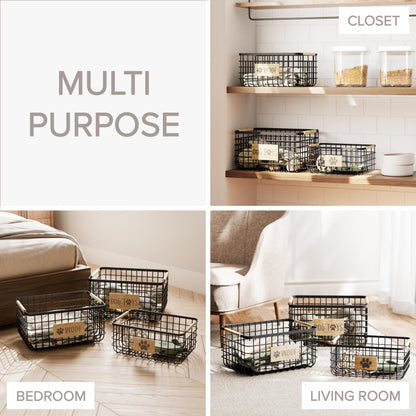RGI Home Dog Toy Storage Baskets – Set of 3 Rectangular Metal Organizer Bins for Pet and Household