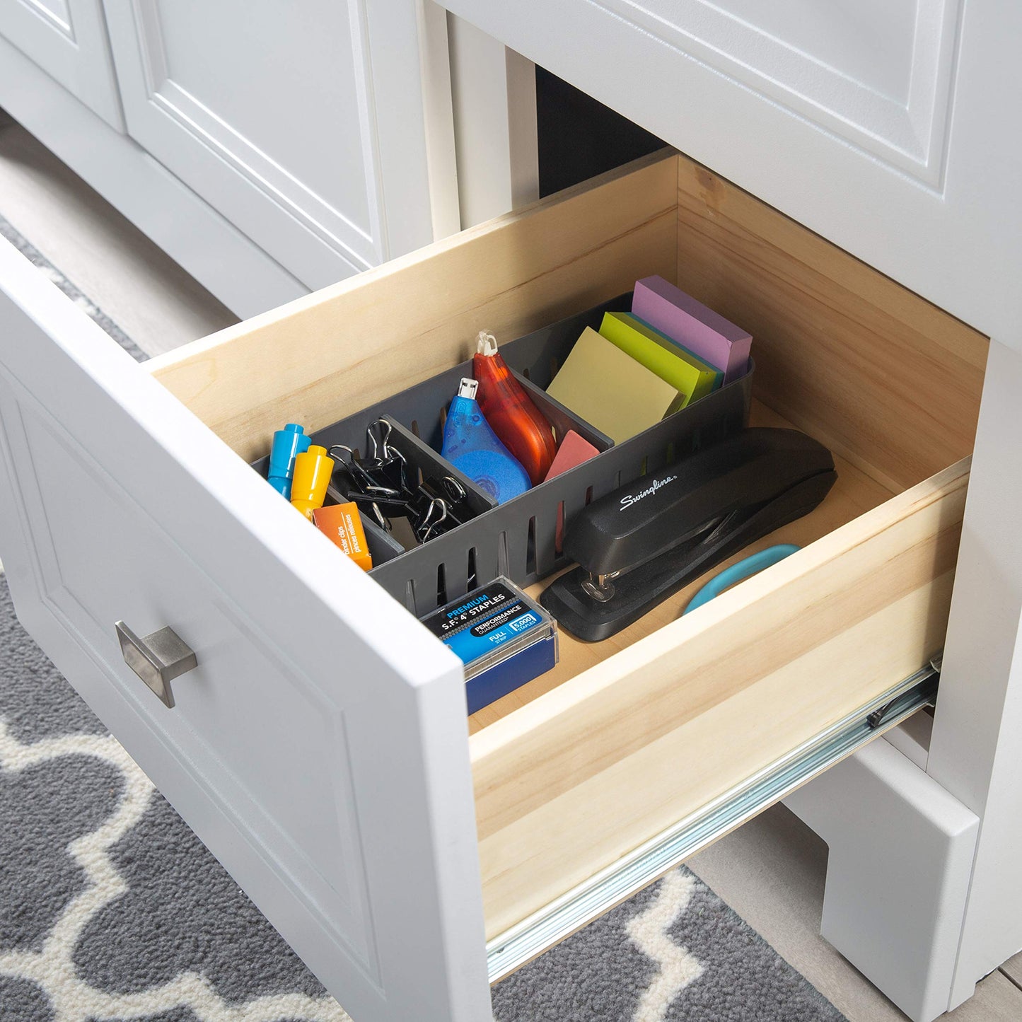 Simplify 2 Pack 4 Compartment Stackable Bin with Adjustable Dividers | Drawer Organizer | Storage