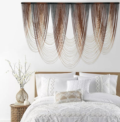 IOWER Macrame Wall Hanging Brown Dip-Dyed Large Macrame Wall Decor For Living Room Boho Fiber Art for Office Decoration 57" W x 41" L