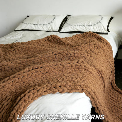 Chunky Knit Blanket - Luxury Soft Cozy 60 * 80 Throw Blanket,100% Woven Blanket Rope Knot Throw Blanket for Couch, Sofa, Home Decor, Gift - Machine Washable（Brown）