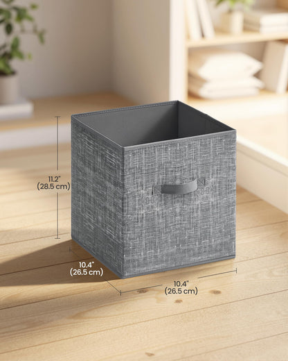 SONGMICS HOME Foldable Storage Cubes Set of 10, Fabric Shelf Organizer Bins with Handles, Closet