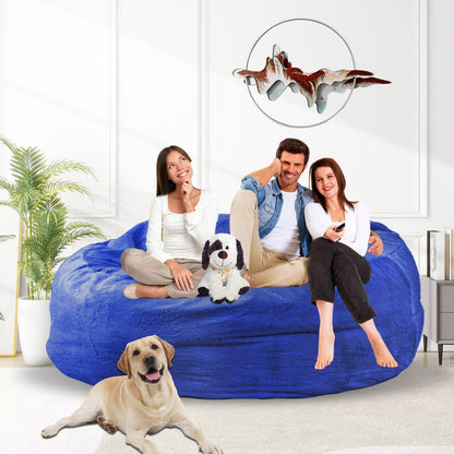 Bean Bag Chair for Adults 5FT,Soft Removable Cover for Teens/Girls Bedroom,Fluffy Giant Round Floor Beanbag Lounger Chairs (No Filler,Sapphire)
