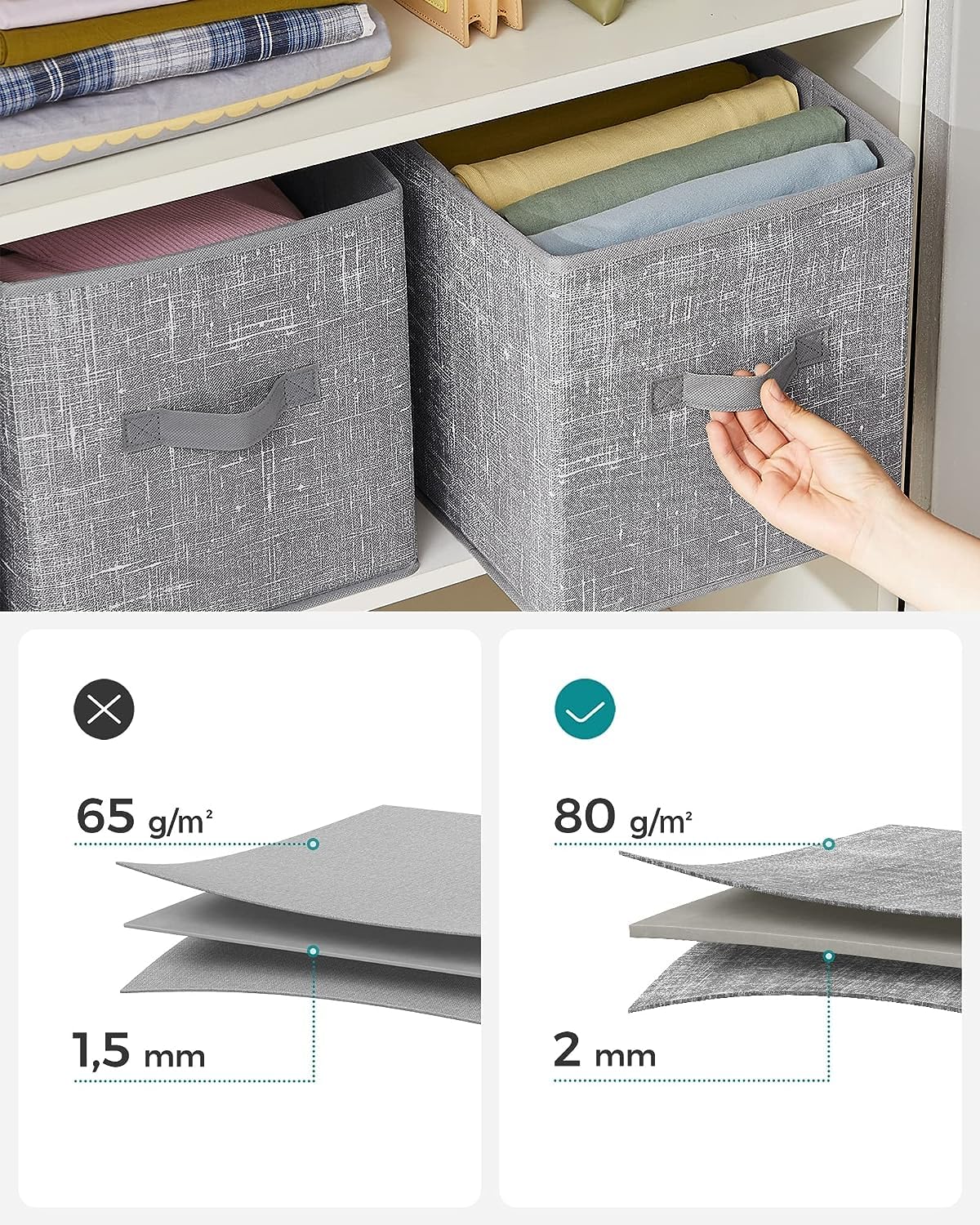 SONGMICS Storage Cubes, Set of 6, 11-Inch Foldable Closet Organizers