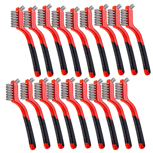 Wire Scratch Brush Set Soft Grip for Rust, Dirt & Paint Scrubbing with Deep Cleaning (18, 18PCS