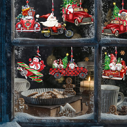 Wooden Christmas Truck Ornaments Red Truck Wooden Hanging Ornaments Wooden Car Crafts with Bead Farmhouse Hanging Decor for Xmas Tree Decoration Holiday Parties Craft Supplies 24 Pieces