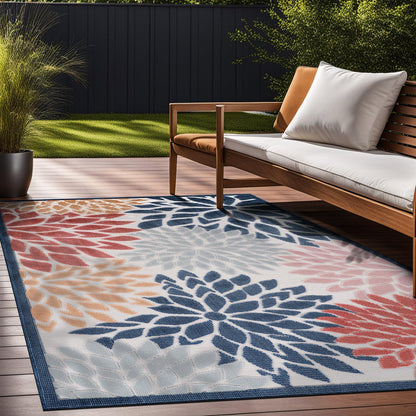 Beverly Rug Outdoor Rug 9x12 Large Modern Floral Tropical Area Rugs for Indoor and Outdoor Patio Easy to Clean Non Shedding Living Room Porch Garden Washable Outside Carpet (9 x 12 Multicolor)