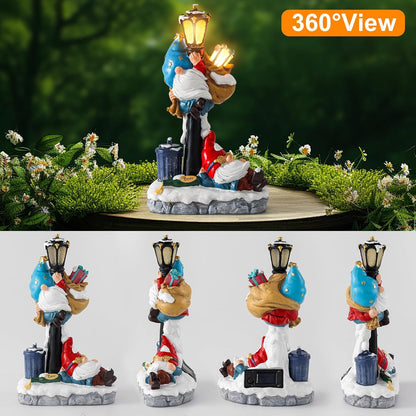WINTS Solar Garden Gnome,Outdoor Gnome with Solar Lights Decor for Patio,Lawn,Yard,Balcony,Funny Gnomes Gifts for Women,Housewarming,Birthday