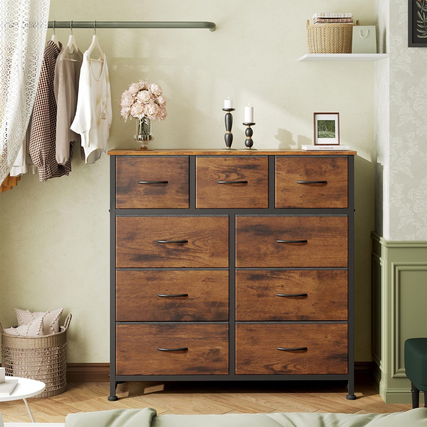 OLIXIS 9 Drawer Tall Dresser for Bedroom, Closet Organizers and Storage