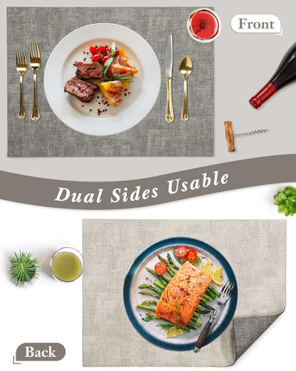 SUEH DESIGN Leather Placemats Set of 6 Reversible Table Mats Heat Resistant Waterproof No-Slip Place Mats for Dining Table Kitchen Parties