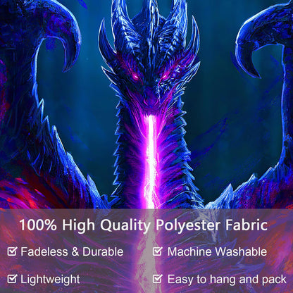 ADDWel Blacklight Dragon Tapestry, Cool Evil-Dragon Tapestry Glow In The Dark, UV Reactive Black Light Posters Wall Hanging for Bedroom Dorm Living Room Backdrop Decor