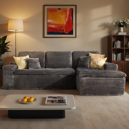 ovios 105” Modular Sectional Sofa with Thicken Seat Cushion, Cloud Couch with Deep Seat, Modern L-Shape Sofas Couches with Chaise,Upholstered Couches for Living Room Bedroom,Grey