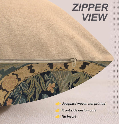 Charlotte Home Furnishings Throw Pillow Covers, Decorative Boho Pillow Covers for Couch, Living Room, Orange Tree Square Cushion Cases 14x14 in, European Cotton Jacquard Woven for Cozy Bedroom Decor