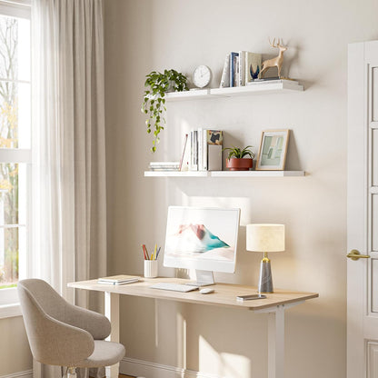 16’’White Floating Shelves for Wall Set of 4,Rustic Wood Shelf for Room Decor/Storage/Display,Small Bookshelf,Wall Mounted Hanging Shelves for Bedroom, Bathroom, Living Room, Kitchen