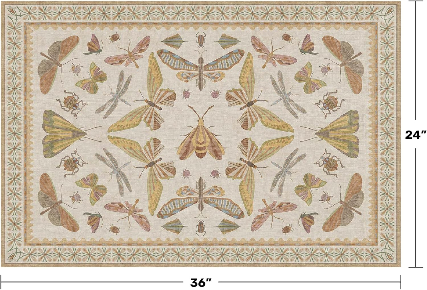 Boho Bathroom Rugs 2x3 Non Slip Washable - Stain Resistant Kitchen Rugs for Entryway, Mudroom, Powder Room, Soft Low Pile Cottagecore Nature Eclectic Small Throw Rug