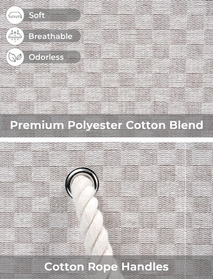 StorageWorks Storage Baskets for Shelves, Foldable Fabric Closet Storage Bins with Handles, Fabric Storage Bins Clothes Organizer, Khaki Check, 3-Pack, Large