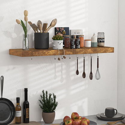 Floating Shelves - 10.3 Inch Deep Wall Shelf for Decor & Storage - Wall Mounted Display Shelving with Invisible Heavy-Duty Metal Bracket - 36" W x 10.3" D x 1.8" H - Set of 1 - Rustic Brown