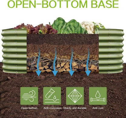 Gardmax Galvanized Raised Garden Bed, Lightweight Planter Boxes Outdoor with Easy Assembly, Large Garden Bed for Vegetables, Fruits, Flower Light Green 8x2x1.8FT