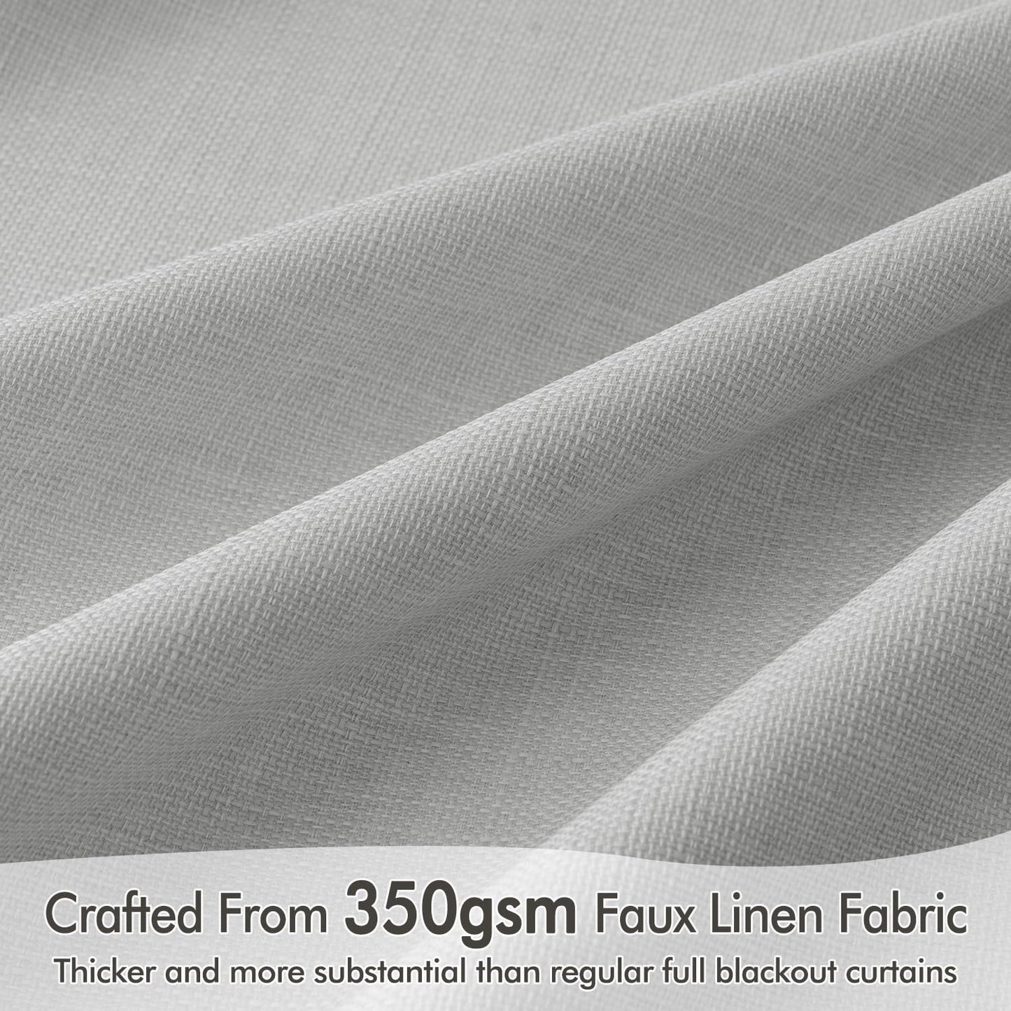 MIULEE 100% Blackout Curtains 96 Inch Long 2 Panels Set for Bedroom, Thick Luxury Faux Linen Black Out Curtain Room Darkening Back Tab Pleat Window Textured Drapes with Hooks for Living Room, Grey