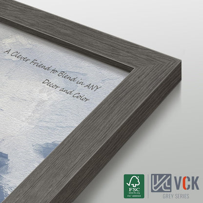 VCK 20x30 Frame 3 pack, Grey Solid Wood Poster Picture Frame, Exclusive Wood Grain, Wall Mounting Hanging