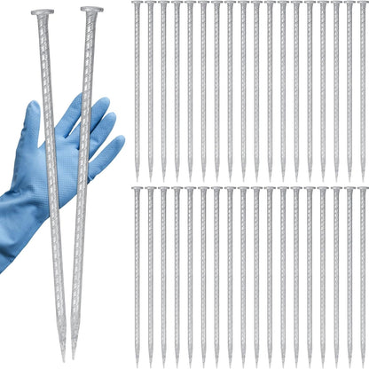 Tandefio 36 Pcs 14 Inch Rebar Stakes, 1/2 Inch Diameter Threaded Galvanized Steel Ground Anchors Plant Support Garden Stakes, Heavy Duty Metal Landscape Spikes for Speed Bump Tent