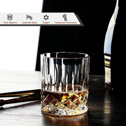 Whiskey Glasses Set of 4,Rock Glasses,11 oz Lead-Free Crystal Bourbon Glass,Old Fashioned Glass for Bourbon,Cognac,Irish Whisky,Personalised Whisky Glass Gift Set for Men,Dad,Brother
