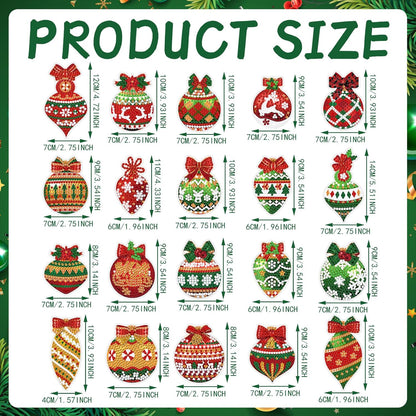 Tondiamo 20 Pcs Christmas Diamond Painting Keychain Kits 5D DIY Diamond Art Pendants Double Sided Hanging Key Chains for Christmas Party Decoration DIY(Balls Style)