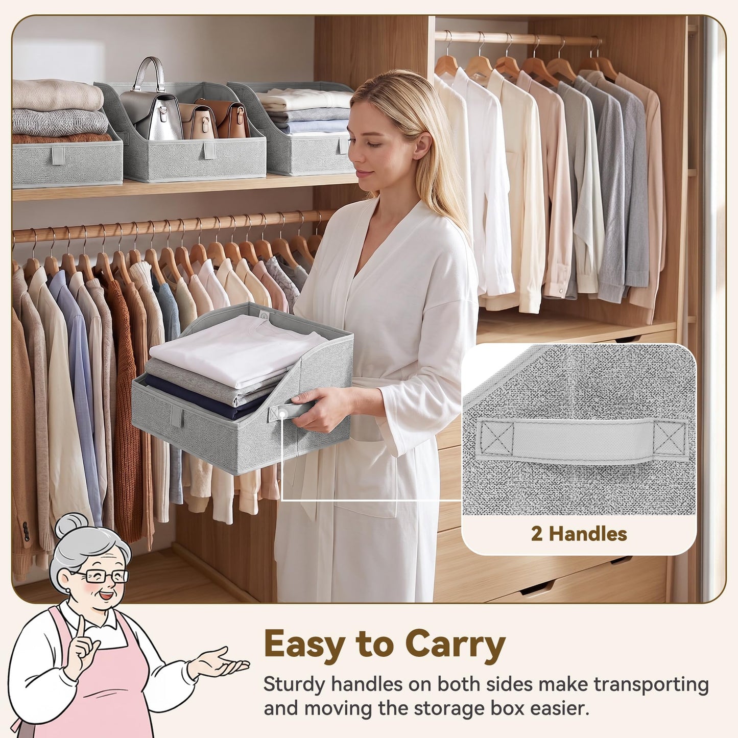 GRANNY SAYS Trapezoid Closet Storage Bins, Small, Gray, 3-Pack